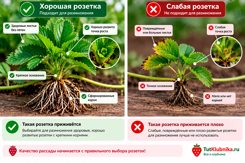 Розетка на усах клубники