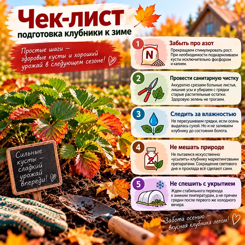 Чек лист подготовка клубники к зиме