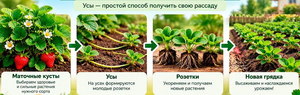 Маточный куст, усы, розетки